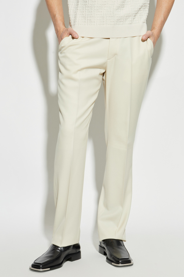 Cream Wool trousers with crease Fendi - Vitkac AS